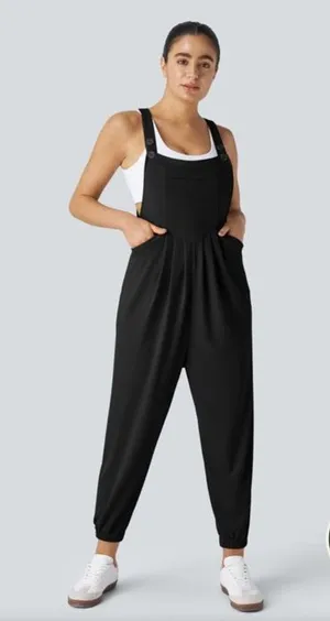 HALARA NWT Pockets Waffle Casual Jogger Overalls black sz Large thumbnail 1