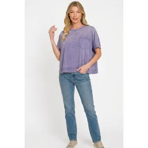 Zenana Acid Washed Round Neck Short Sleeve Oversized T-Shirt - Medium‎ thumbnail 2