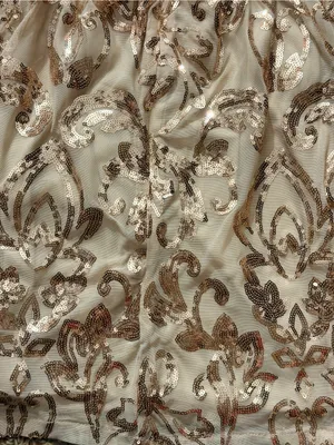 Cream with gold floral adjustable Spaghetti Strap Dress thumbnail 4