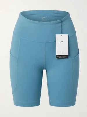 Nike One Dri-FIT Womens High Rise 8 Inch Biker Shorts Teal Blue FZ6758-008 XS thumbnail 1