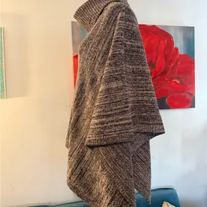 Barefoot Dreams CozyChic Point Dume Poncho OS Blue Marbled EUC Top thumbnail 5