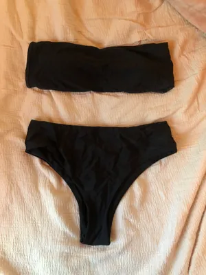 Black Bandeau High Waisted Bikini Set thumbnail 3