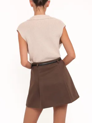 NWT Petal & Pup Cassia Belted Aline Skirt in Chocolate Brown Size 6 thumbnail 4