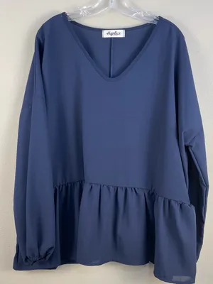 Haptics Navy Babydoll Peplum Blouse Top V-Neck Plus Size Oversized 1X NWOT thumbnail 2
