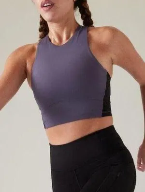 Athleta M Conscious Train Pocket Crop Bra Medium Cup D-DD Purple Black thumbnail 1