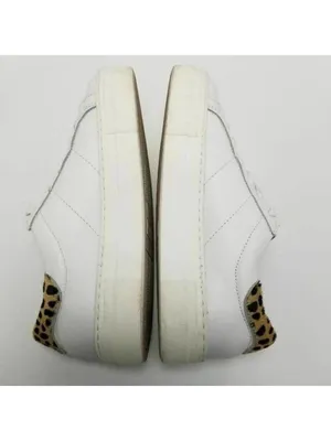 Skechers Womens White Leather Platform Lace Up Sneakers With Animal Print Sz 7.5 thumbnail 6