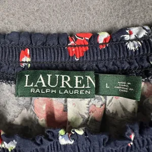 Lauren Ralph‎ Lauren Blouse Womens Large Blue Floral Off Shoulder 3/4 Sleeve thumbnail 5