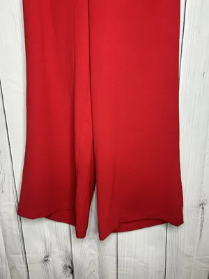 Jodifl Red Pants Sz Large (32x27) Wide Leg Elastic Waist Pockets thumbnail 3