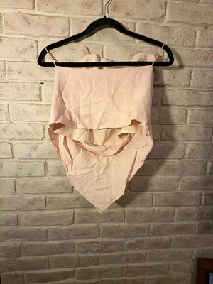 Zara Satin Effect Scarf Top Light Pink Size Large thumbnail 3