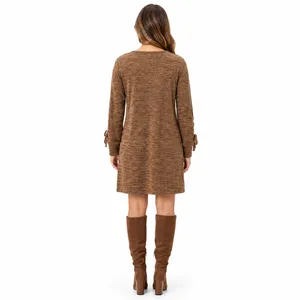 Tacera Womens Knit Sweater Dress Size Small Brown Coastal Cowgirl Fall Boho Chic thumbnail 2