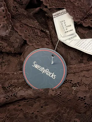 SweatyRocks Bralette Bra Womens Medium Brown Lace Sheer Wireless Lined Crop Top thumbnail 7