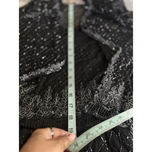 Stenay Black Silk Full Bead Gown & Jacket Sz 14 Adj Straps Lined Sparkle Formal thumbnail 16