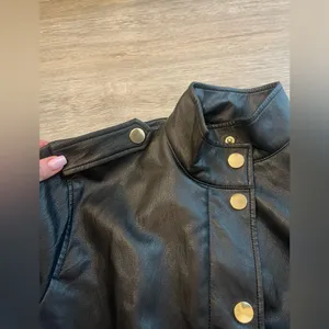 Nwt Zara Black Faux Leather Belted Jacket / Shirt S thumbnail 12