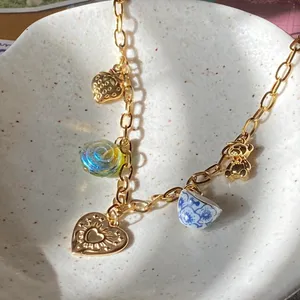 Handmade vintage cottage retro fairy style quality material mix gold stainless steel necklace🌝🍃 thumbnail 1