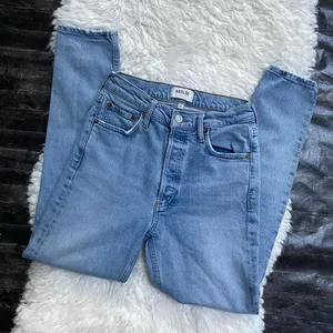 Agolde Blue Medium Wash Button Fly Jeans Mid Rise Skinny Denim thumbnail 1