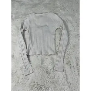 Brandy Melville White Ribbed Henley Long Sleeve Top thumbnail 2