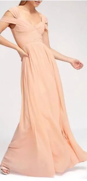 NWT Lulus Make Me Move White Maxi Dress in Blush Size Small‎ thumbnail 1
