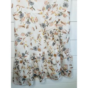 Princess Polly Ivory Floral Print Tie Shoulder Ruffled Hem Sleeveless Mini Dress Size 6 thumbnail 12