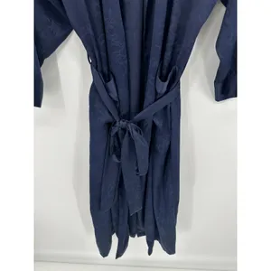 Victoria's Secret Gold Label Navy Blue Jacquard Floral Robe Womens Size Medium M thumbnail 4