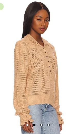Free People Care Snowdrift Pullover in Camel Heather BNWTS SIZE XS $138.00 thumbnail 2