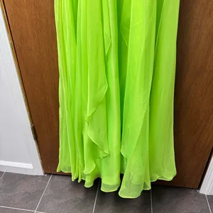 Mac Duggal Strapless Bedazzled Sparkle Long Chiffon Gown Dress Neon Green 10 thumbnail 7