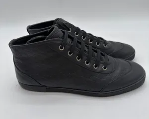 Gucci GG Guccissima Women's Leather High Top Sneakers Black Casual 38.5 8.5 thumbnail 1