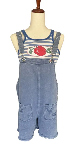 POL distressed Boho slouchy overalls thumbnail 1