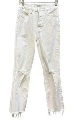 MOTHER The Tripper Ankle Fray Jeans White Distressed High Rise Button‎ Fly 27 thumbnail 1