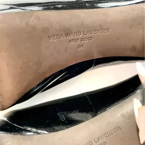 Vera Wang Lavender Nadia Black Open Toe Leather Heel Pumps Size 6 thumbnail 7