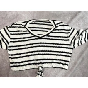 Aeropostale Striped Crop Top‎ Long Sleeve Drawstring Sweater Size S Preppy Y2K thumbnail 14