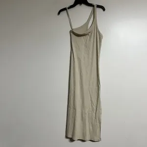 Aerie Women's One shoulder Ribbed Midi Dress‎ Beige Size Small thumbnail 2