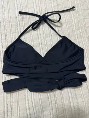 aerie Black Wrap Halter Bikini Top thumbnail 3