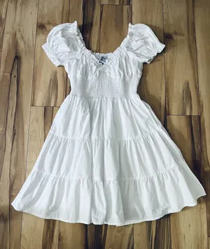 Princess Polly Daniela Mini Dress White Ruffle Size 4 thumbnail 1