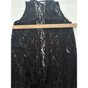 LuLaRoe Lace Open Front Duster Size S Black Cardigan Vest Rave Festival Witchy thumbnail 10