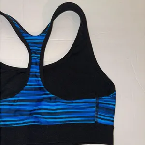 Hanes Blue and Black Striped Sports Bra size XL thumbnail 6