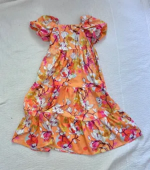 orange pink white cherry blossom dress thumbnail 1