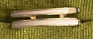 Gold and White Enamel Double-Band Women's Adjustable Ring Size 6-9 thumbnail 1