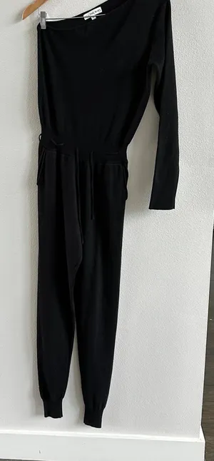 All The Ways Black Bodysuit Jumpsuit One shoulder Long Sleeve Size M thumbnail 1