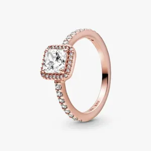 Pandora Square Sparkle Halo Ring 14k rose gold plating thumbnail 4