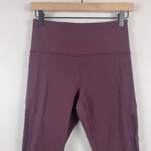 Athleta Leggings Womens Small Maroon Shakti Mesh 7/8 Tight High-Waist Activewear thumbnail 4