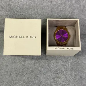 Michael Kors Watch Women Rose Gold Purple Slim Runway MK-3293 Luxe Chic EUC thumbnail 6