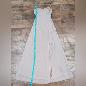 Birdy Grey Benny Dress in Crepe Taupe Bow Back Gown thumbnail 14