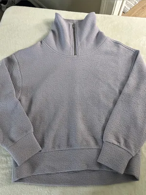 CALIA Lavender Half-Zip Waffle Knit Turtleneck Sweater thumbnail 1