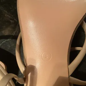 NIB Zelaproxy Women's Tan Strappy Lace up Glitter Chuncky Block Heels. Size:8 thumbnail 8