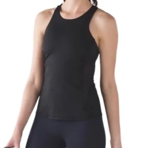 Size 6 Lululemon Body Con Tank Black with Mesh Back thumbnail 4