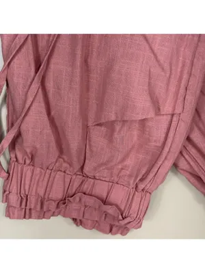 SHEIN Pink Paperbag Waist Cotton Pants Women’s Large 29x27 Drawstring Pockets thumbnail 2