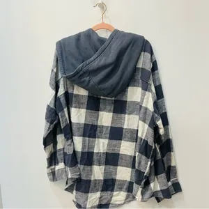 Oversized flannel hoodie from Time and Tru gray white size 3X thumbnail 4