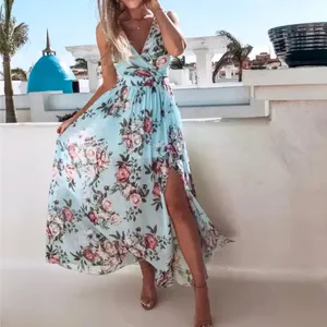 Boho Floral Dress Blue Size M thumbnail 4