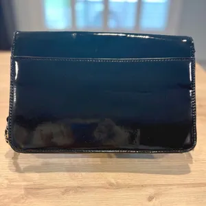 Anne Klein Black Patent Leather Evening Clutch Bag Handbag with Slip‎ Pocket thumbnail 2