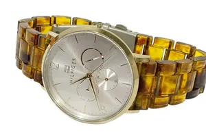 Tommy Hilfiger Women’s Plastic Link Gold Tone‎ Wrist Watch thumbnail 1